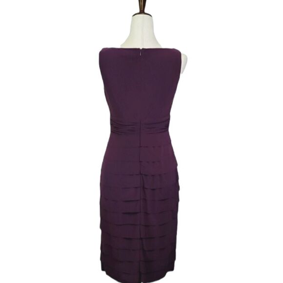 American Living Eggplant Ruched Surplice Neckline Tiered Sleeveless Dress Size 6 - Picture 5 of 9